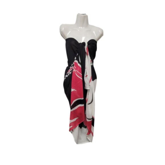 Cover Up Handpainted Cover-up, Halter Strapless Wrap Dress Cotton Batik Coverups - Picture 2 of 6